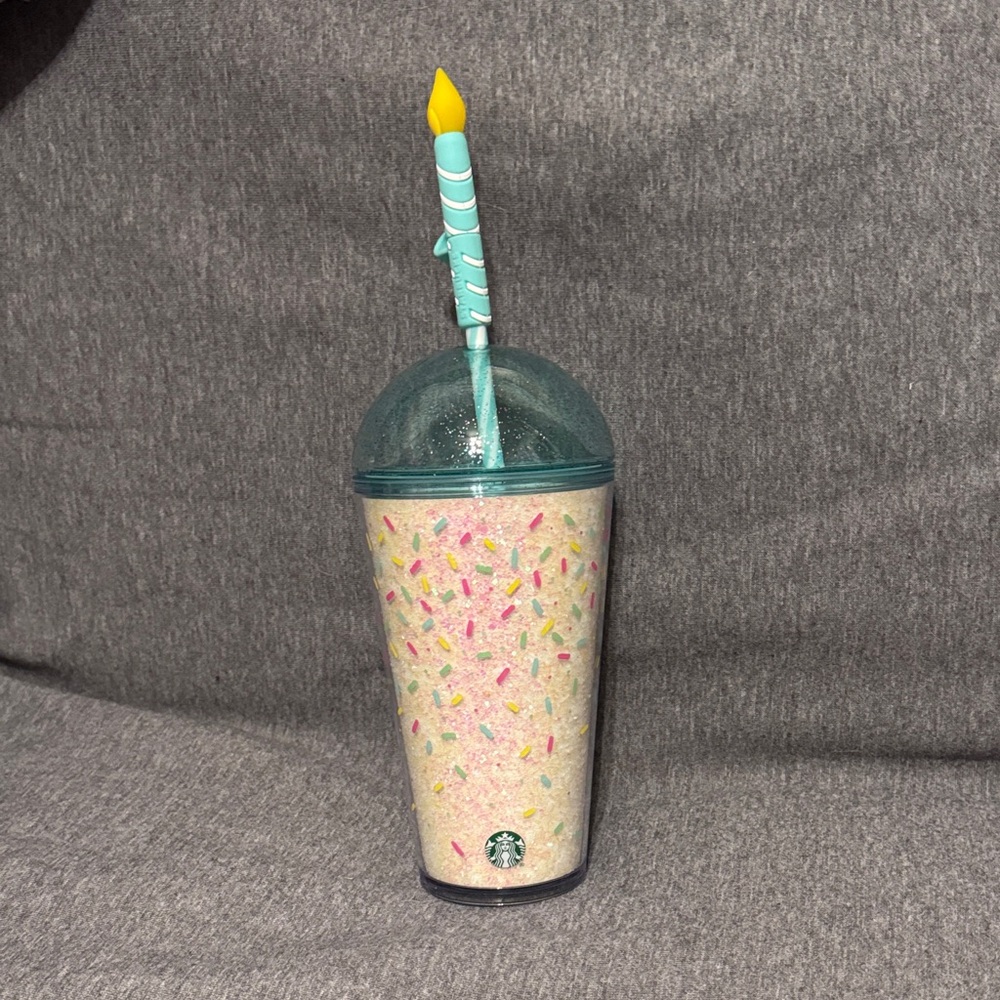 2025 Starbucks Tumbler 16oz With Birthday Candle Straw Topper - NEW